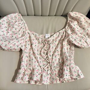 Sienna Sky Pink Floral Puff Sleeve Blouse